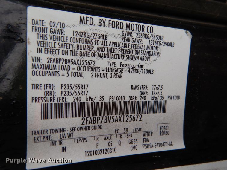 image for item DH5548 2010 Ford Crown Victoria Police Interceptor