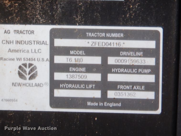 image for item GT9269 2016 New Holland T6.180  tractor