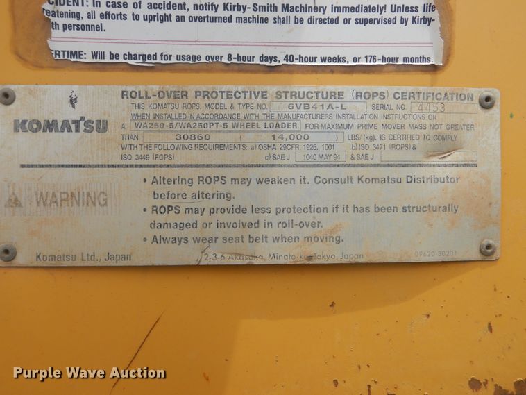 image for item DG8679 2006 Komatsu WA250-5L  wheel loader