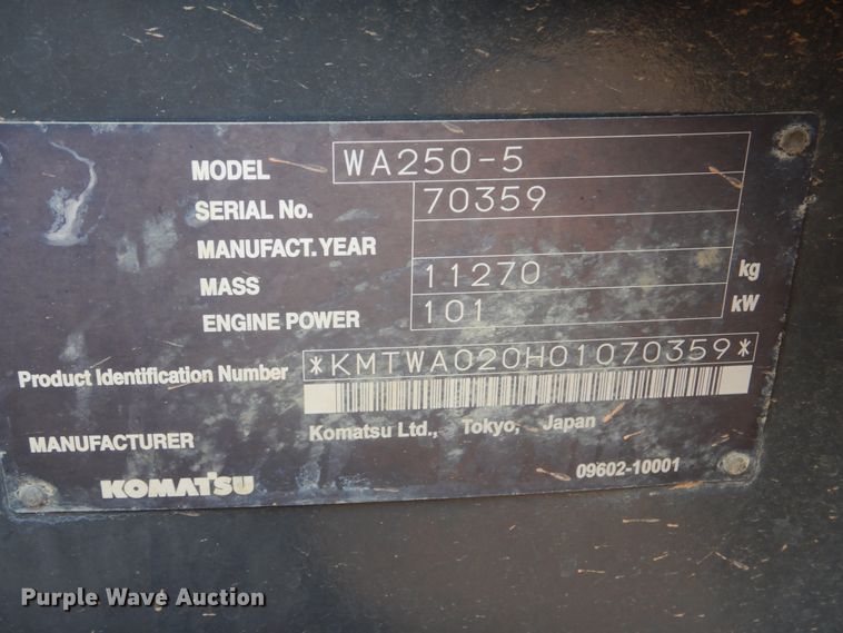 image for item DG8682 2004 Komatsu WA250-5  wheel loader