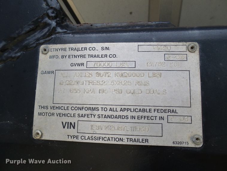 image for item DG1948 2007 Etnyre live bottom trailer