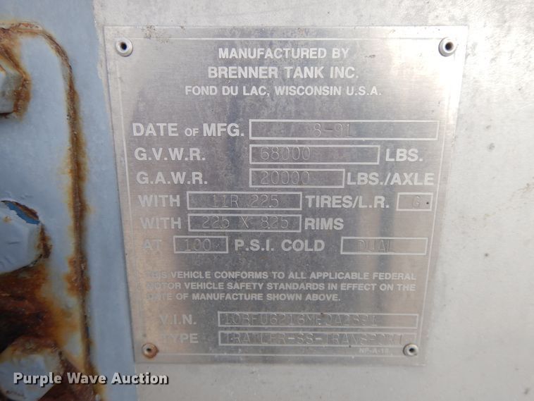 image for item DG7876 1991 Brenner pneumatic tank trailer