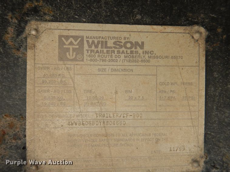 image for item DG8678 2000 Wilson CF900 flatbed trailer