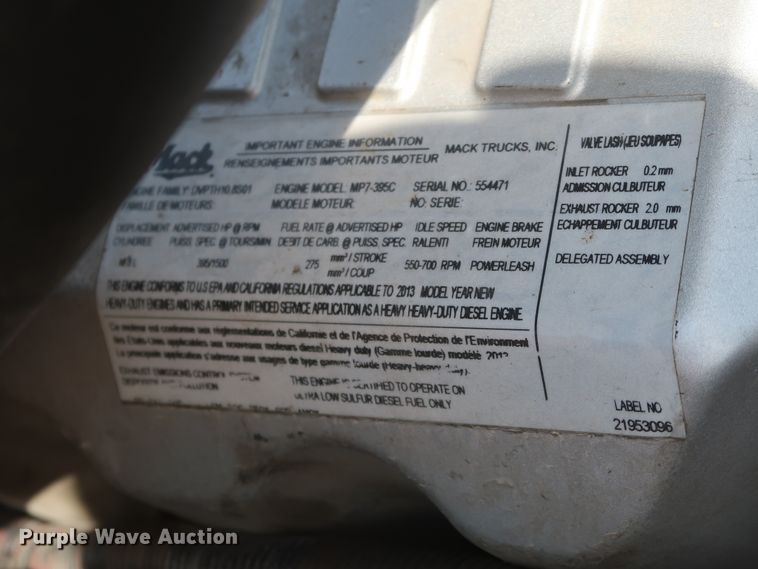 image for item DH0931 2012 Mack GU713  semi truck