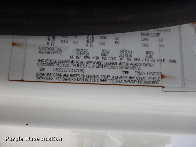 image for item GT9283 2012 International WorkStar 7600  semi truck