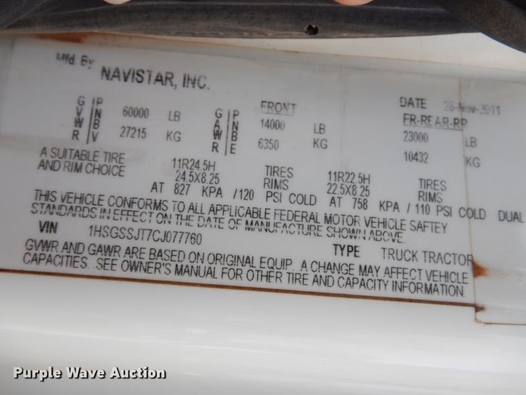 image for item GT9283 2012 International WorkStar 7600  semi truck