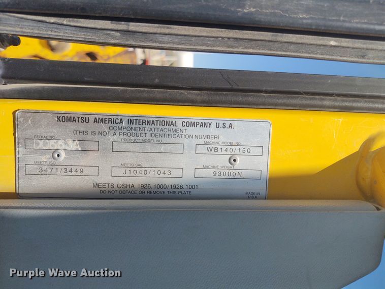 image for item DE6955 Komatsu WB140  backhoe