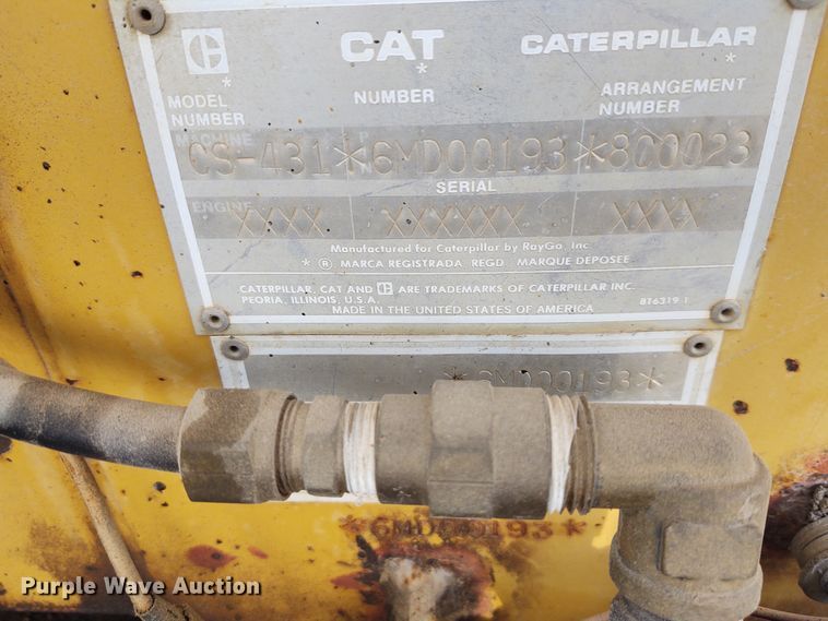 image for item DE7011 1987 Caterpillar CS-431  single drum vibratory roller