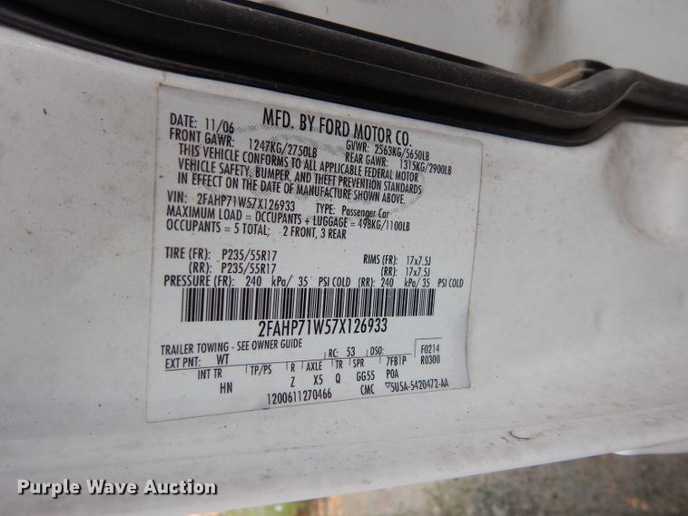 image for item DF4239 2007 Ford Crown Victoria Police Interceptor