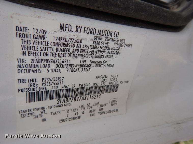 image for item DF4244 2010 Ford Crown Victoria Police Interceptor