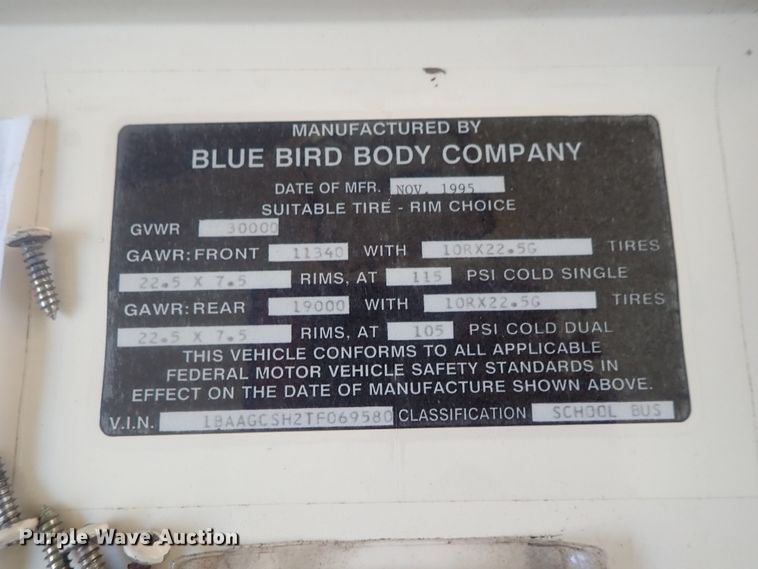 image for item DG2306 1996 Blue Bird TC2000  school bus