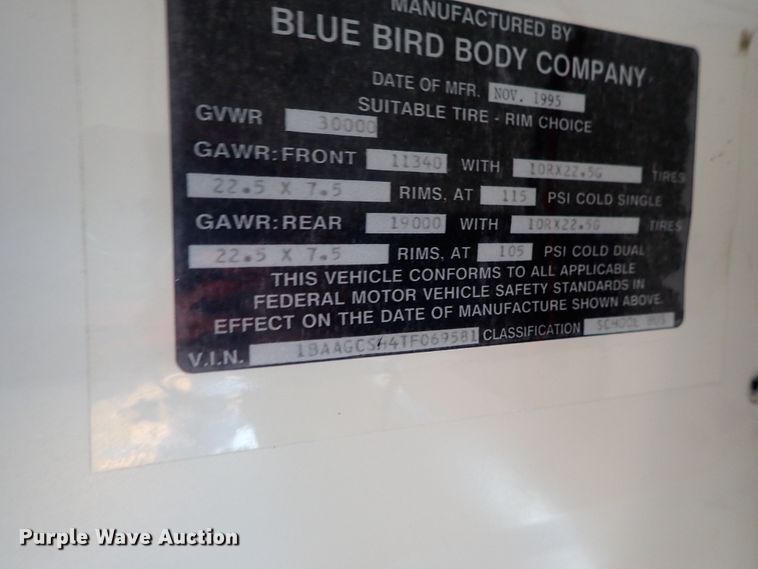 image for item DG2307 1996 Blue Bird TC2000  school bus