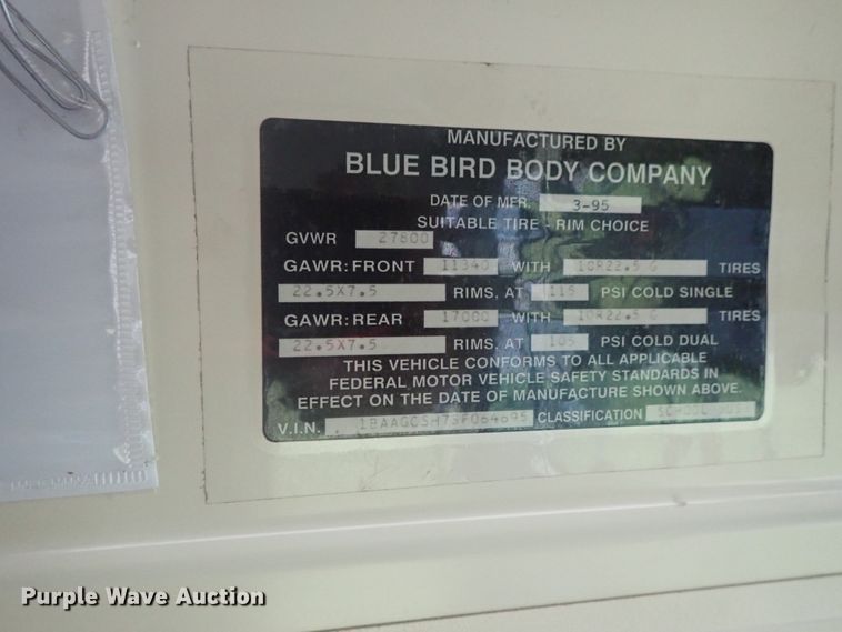 image for item DG2308 1995 Blue Bird TC2000  school bus