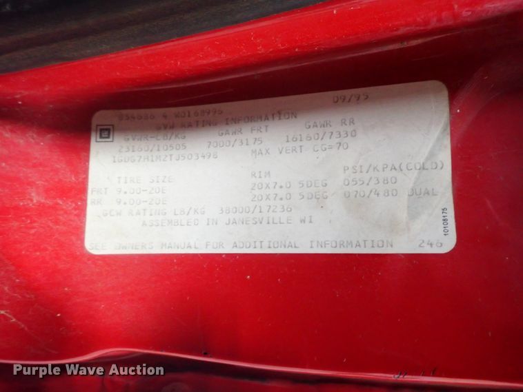 image for item DG3188 1996 GMC C7000 TopKick   dump truck