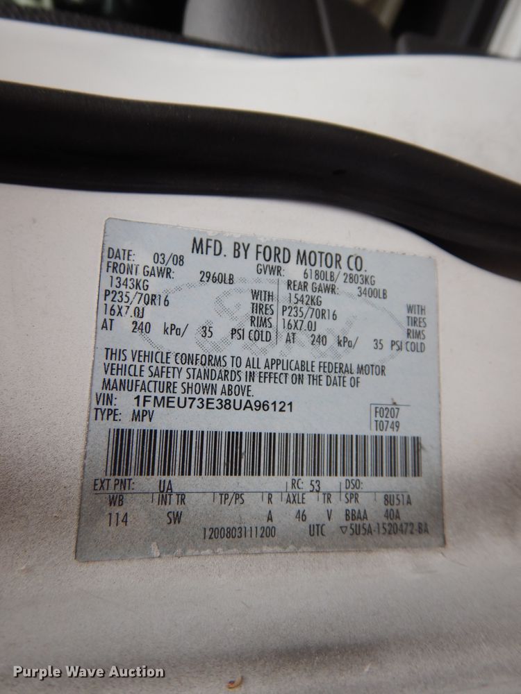 image for item DG7912 2008 Ford Explorer XLT  SUV