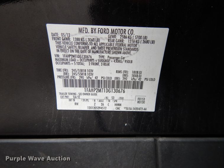 image for item DG7916 2013 Ford Taurus Police Interceptor