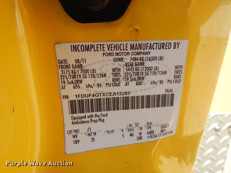 image for item DG7977 2012 Ford F450 Super Duty XLT  ambulance