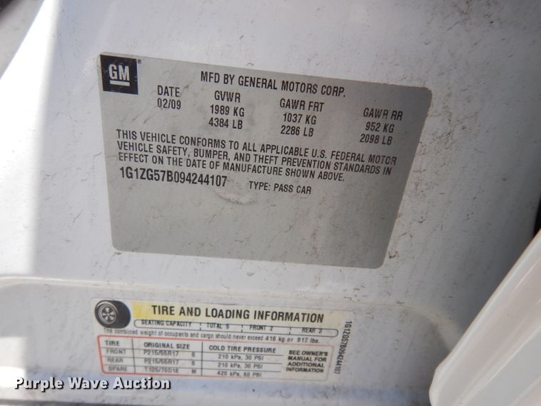 image for item DJ4275 2009 Chevrolet Malibu