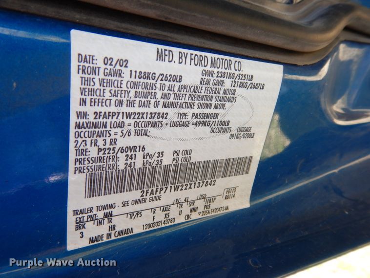 image for item DJ4281 2002 Ford Crown Victoria Police Interceptor