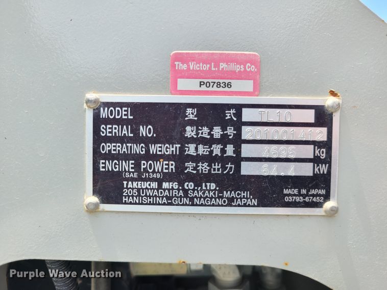 image for item EL9902 Takeuchi TL10  tracked skid steer loader