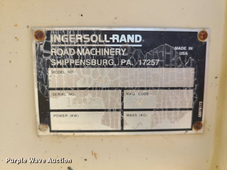 image for item EL9903 2002 Ingersoll Rand DD-90  vibratory double drum roller compactor