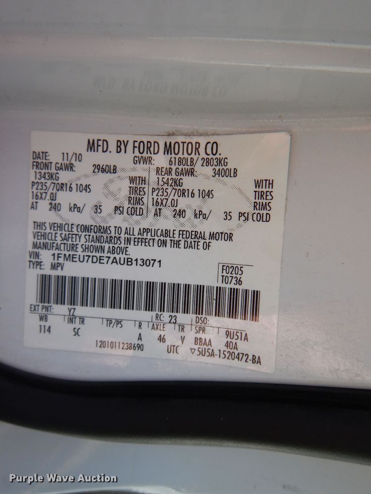 image for item HG9000 2010 Ford Explorer XLT  SUV