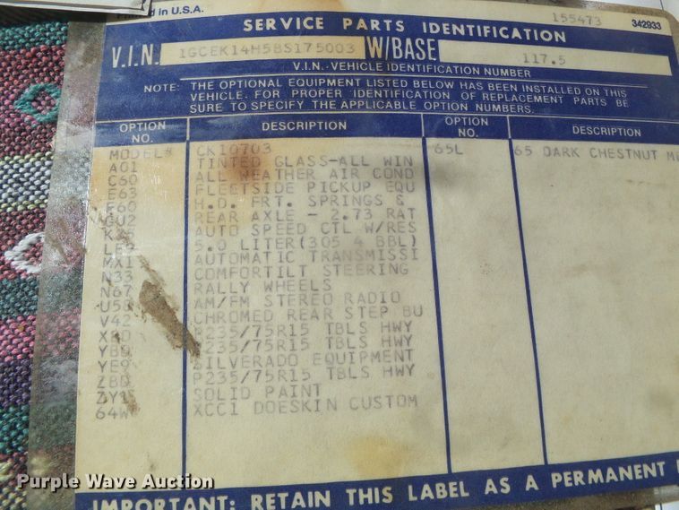 image for item DD0428 1981 Chevrolet K10  pickup truck