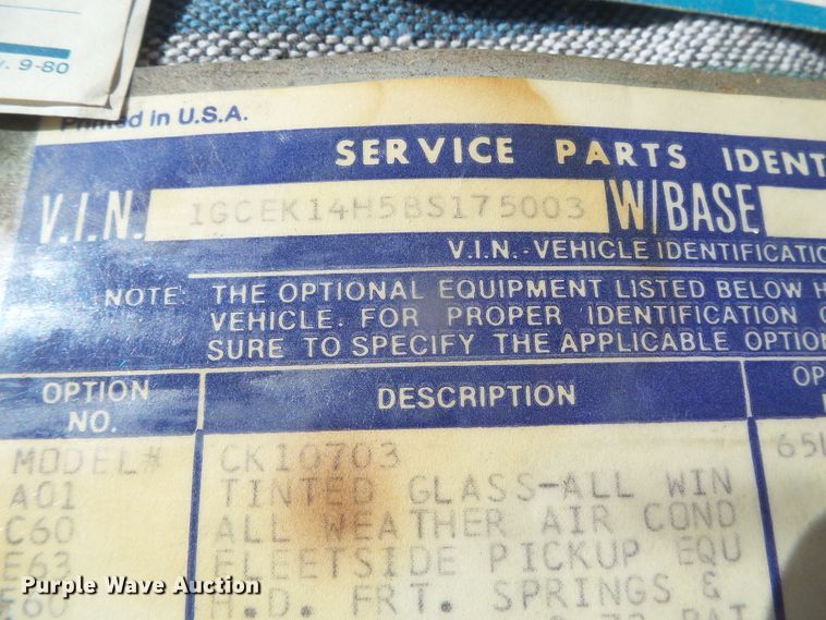 image for item DD0428 1981 Chevrolet K10  pickup truck