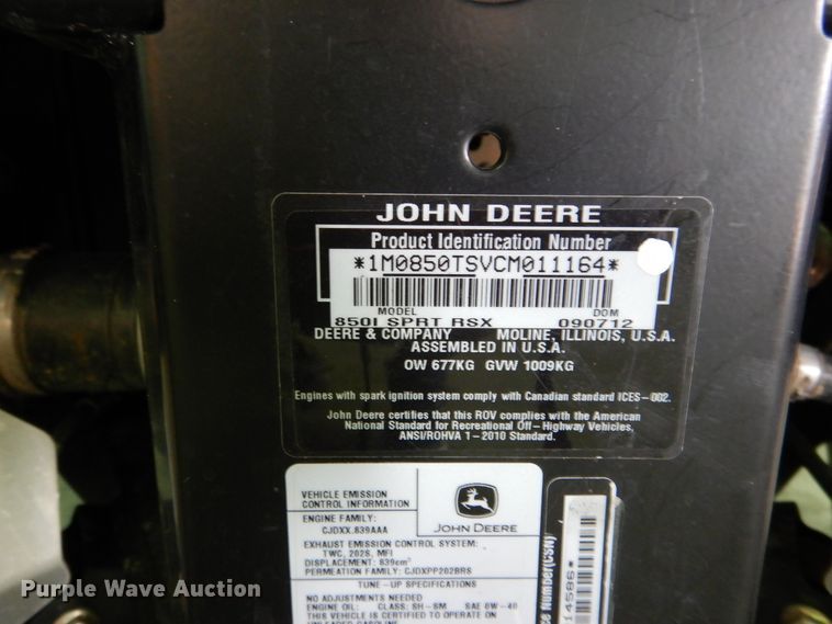 image for item DD2521 2012 John Deere Gator RSX 850i  utility vehicle