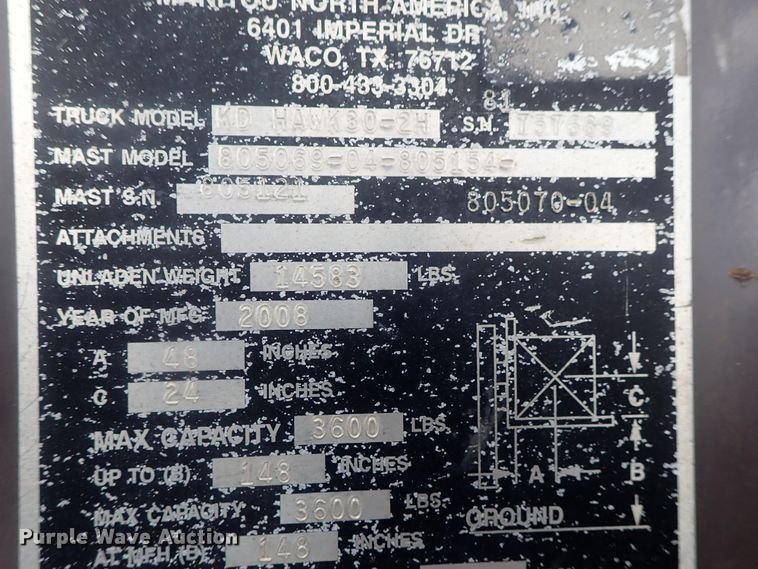 image for item DG2334 2008 Manitou KDHAWK30-2H  forklift