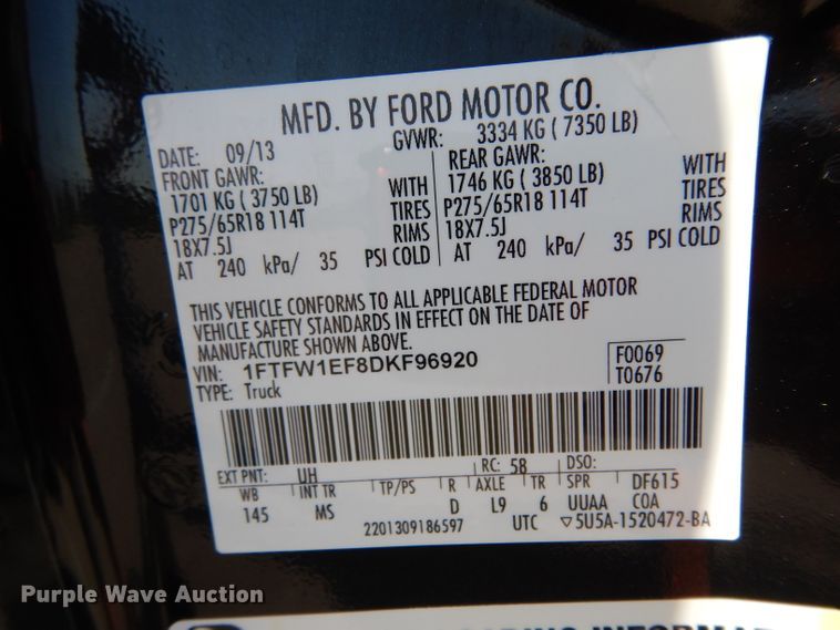 image for item DG6852 2013 Ford F150  SuperCrew pickup truck