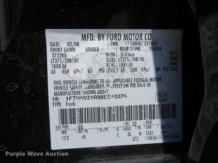 image for item DH1052 2008 Ford F350 Super Duty King Ranch  Crew Cab pickup truck