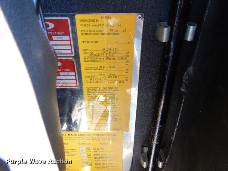 image for item GA9098 1993 Pierce  pumper fire truck