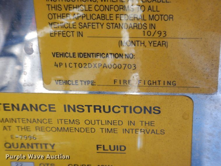 image for item GA9098 1993 Pierce  pumper fire truck