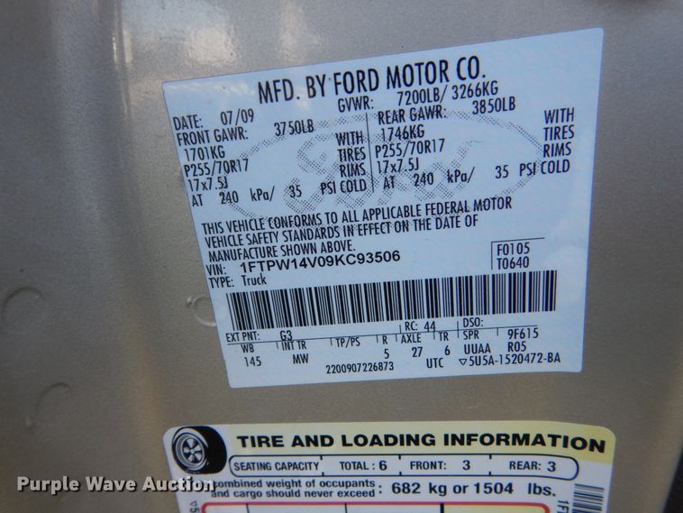 image for item GA9128 2009 Ford F150  SuperCrew pickup truck