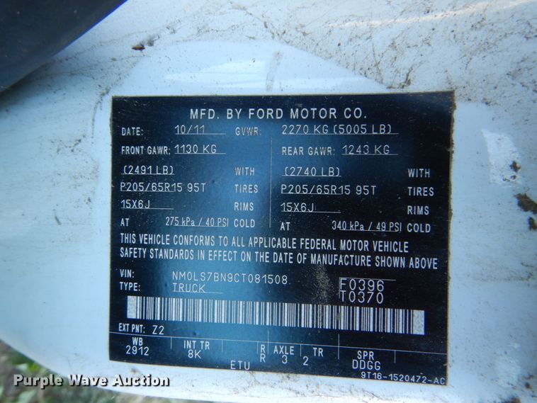 image for item GA9130 2012 Ford Transit Connect  van