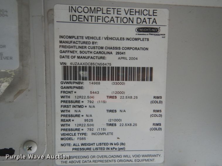 image for item GF9149 2005 Freightliner FS65 school bus