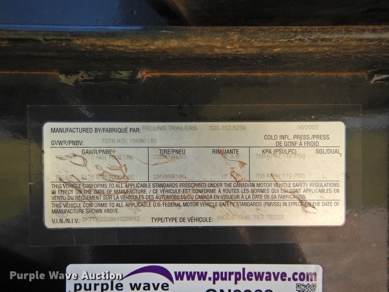 image for item GN9962 2006 Felling FT14IT tilt deck equipment trailer