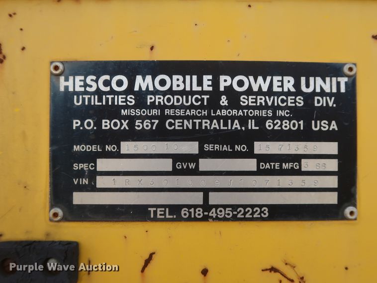 image for item GS9795 1988 Hesco 150010  generator