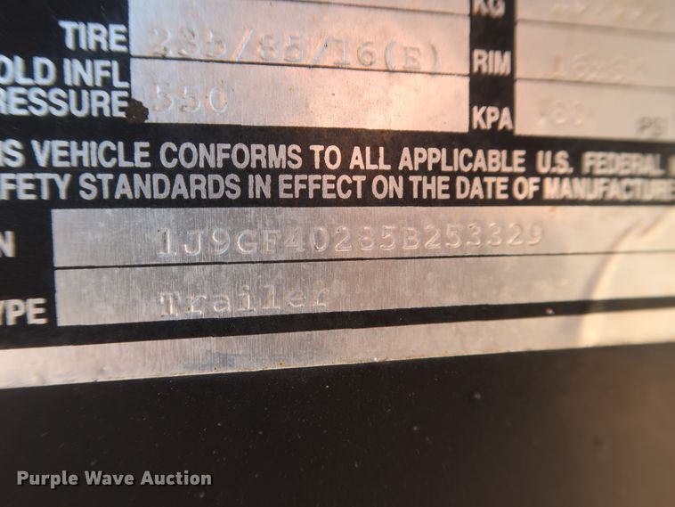 image for item GS9992 2005 John Kerr equipment trailer