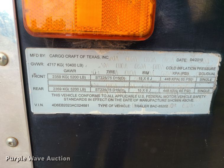 image for item GT9128 2010 Cargo Craft enclosed cargo trailer