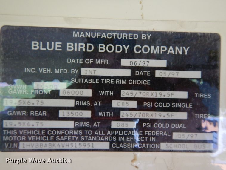 image for item GY9208 1997 International 3800 school bus