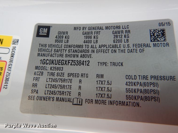 image for item HM9652 2015 Chevrolet Silverado 2500HD  pickup truck