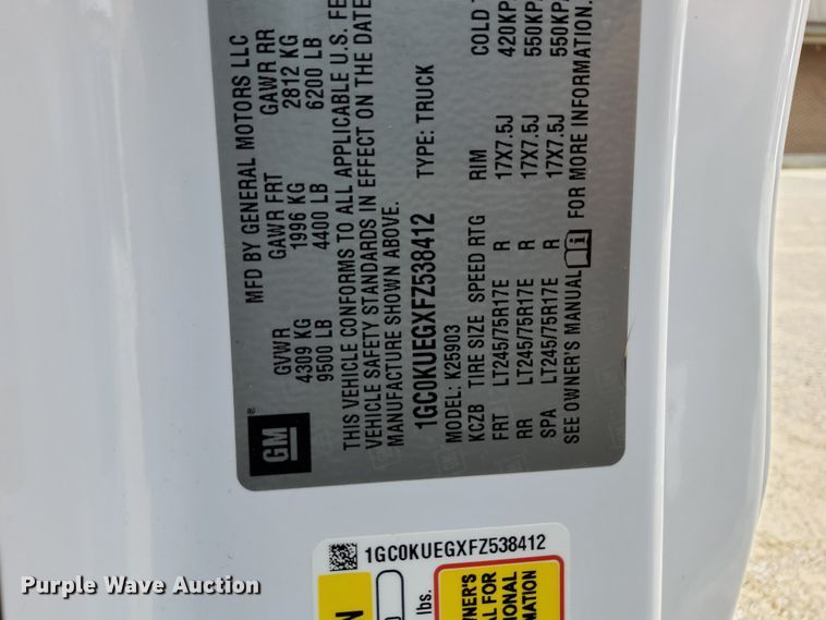 image for item HM9652 2015 Chevrolet Silverado 2500HD  pickup truck