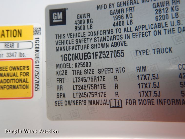 image for item HM9653 2015 Chevrolet Silverado 2500HD  pickup truck