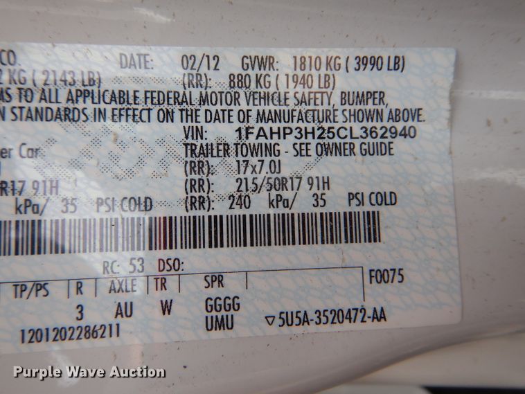 image for item HM9654 2012 Ford Focus SEL