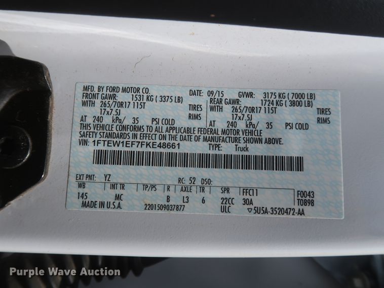 image for item HT9572 2015 Ford F150 XLT Oklahoma Edition  SuperCrew pickup truck