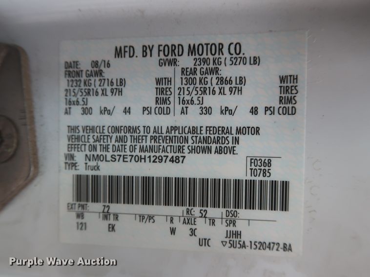 image for item HT9577 2017 Ford Transit Connect  van