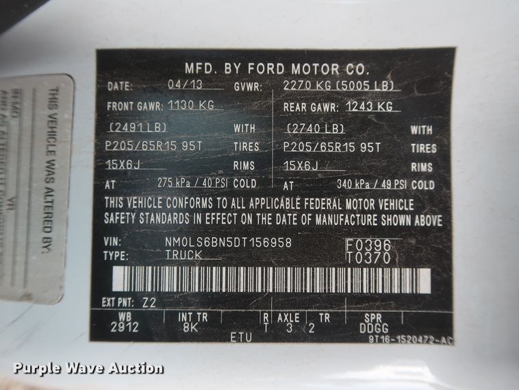 image for item HT9578 2013 Ford Transit Connect XLT  van