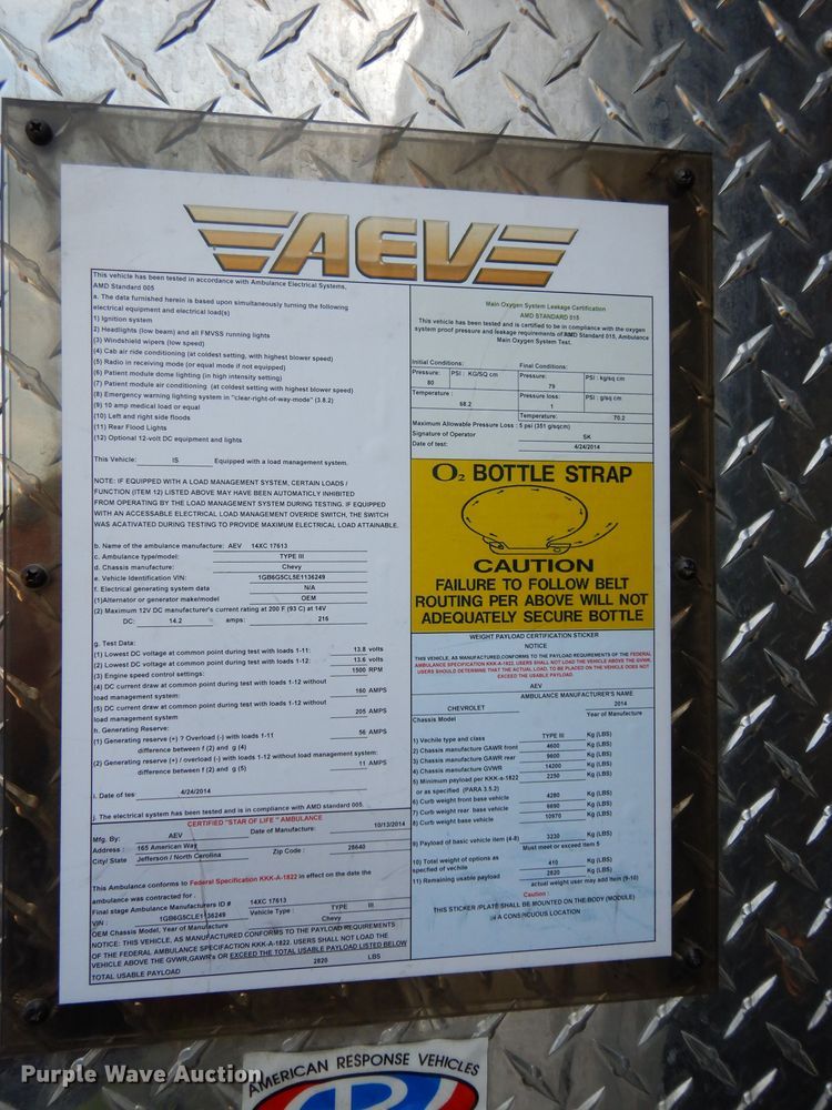 image for item HV9264 2014 AEV ambulance body